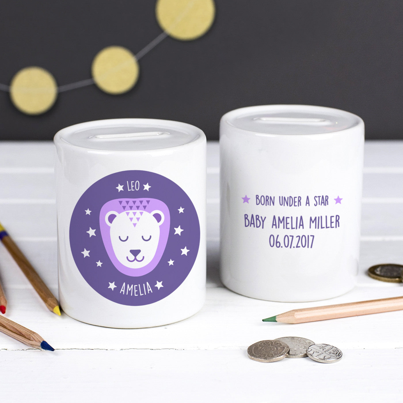 Personalised Zodiac New Baby Money Box